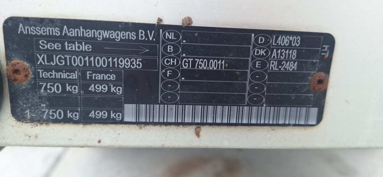 Anssems GT bagagewagen 200 × 100 × 30 cm