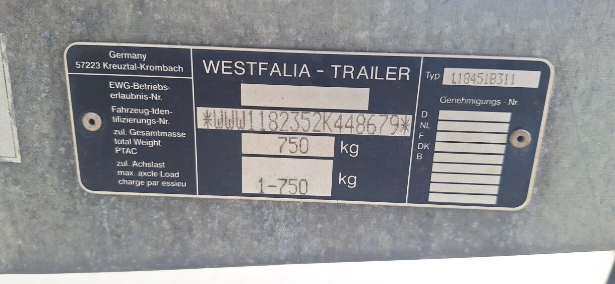 Westfalia bagagewagen geremd 215 × 115 × 110 cm
